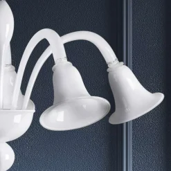 Lampadario Classico Artigianale in Vetro Veneziano Bianco Soffiato - Elsa