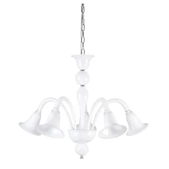 Lampadario Classico Artigianale in Vetro Veneziano Bianco Soffiato - Elsa