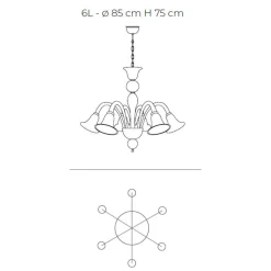 Lampadario Classico Artigianale in Vetro Veneziano Bianco Soffiato - Elsa