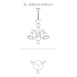 Lampadario Classico Artigianale in Vetro Veneziano Bianco Soffiato - Elsa