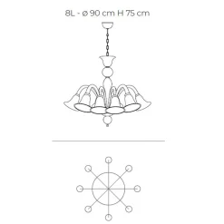 Lampadario Classico Artigianale in Vetro Veneziano Bianco Soffiato - Elsa