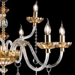 Lampadario classico di design a 9 luci in vetro e cristallo Belle