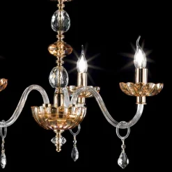 Lampadario classico in cristallo e vetro a 3 luci Belle, made in Italy