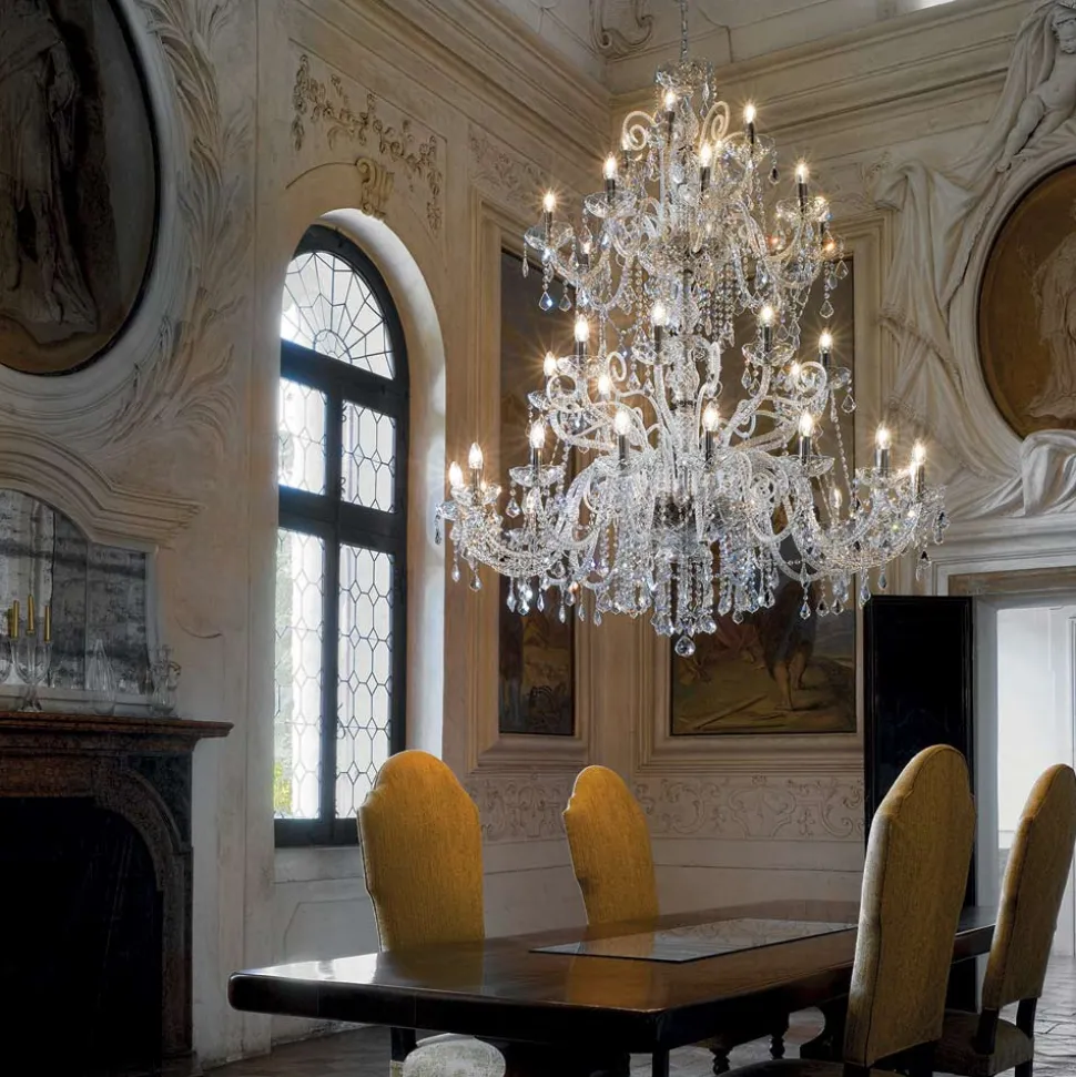 Lampadario Classico 36 Luci in Vetro di Venezia Made in Italy - Fiorentino