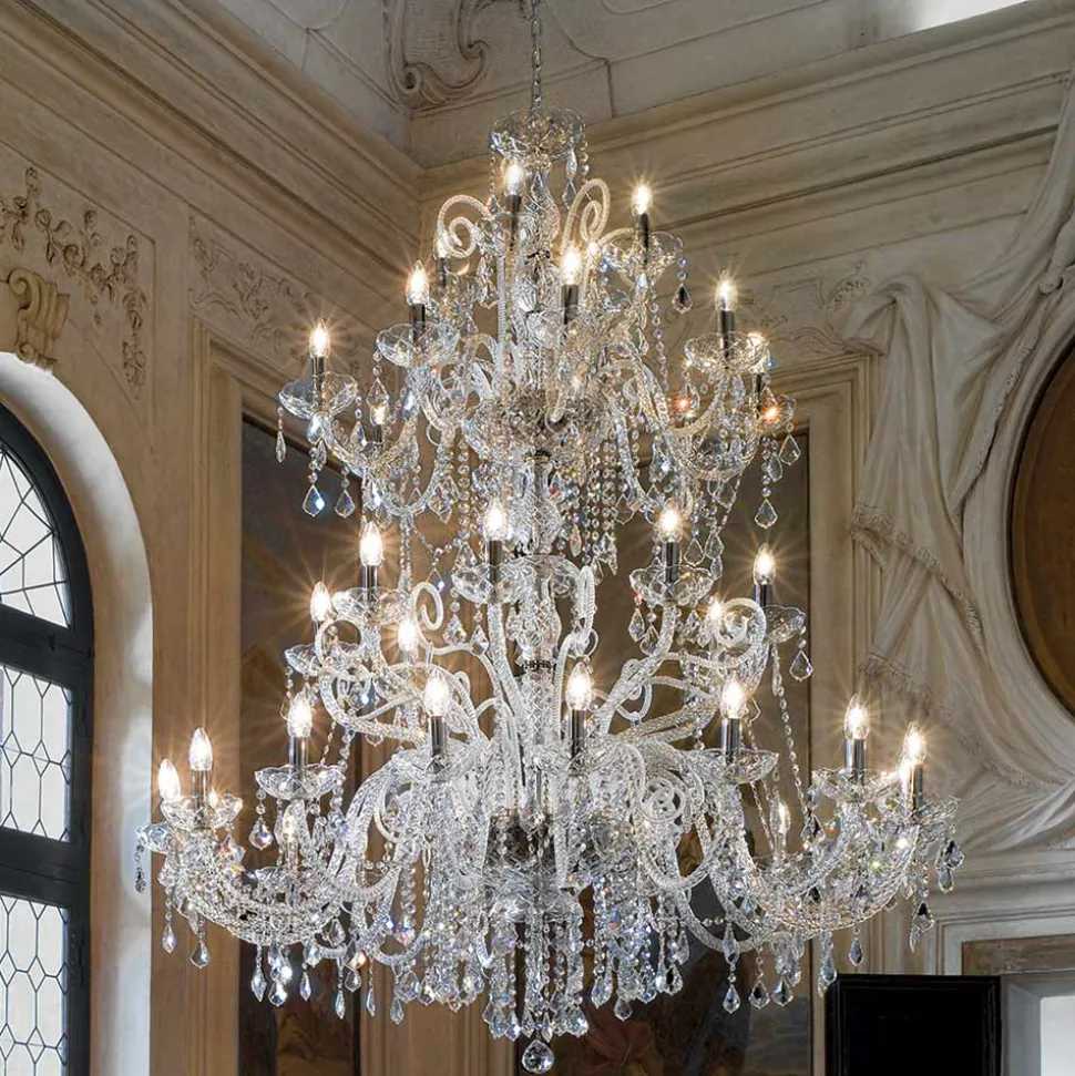 Lampadario Classico 36 Luci in Vetro di Venezia Made in Italy - Fiorentino