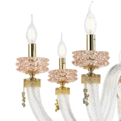 Lampadario Classico 6 Luci in Vetro Artigianale di Lusso Italiano - Saline