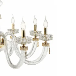Lampadario Classico 8 Luci in Vetro Artigianale di Lusso Italiano - Saline