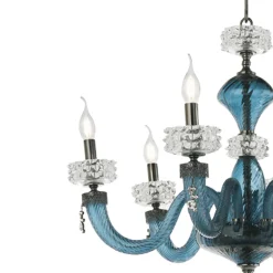 Lampadario Classico 8 Luci in Vetro Artigianale di Lusso Italiano - Saline