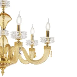 Lampadario Classico 8 Luci in Vetro Artigianale di Lusso Italiano - Saline