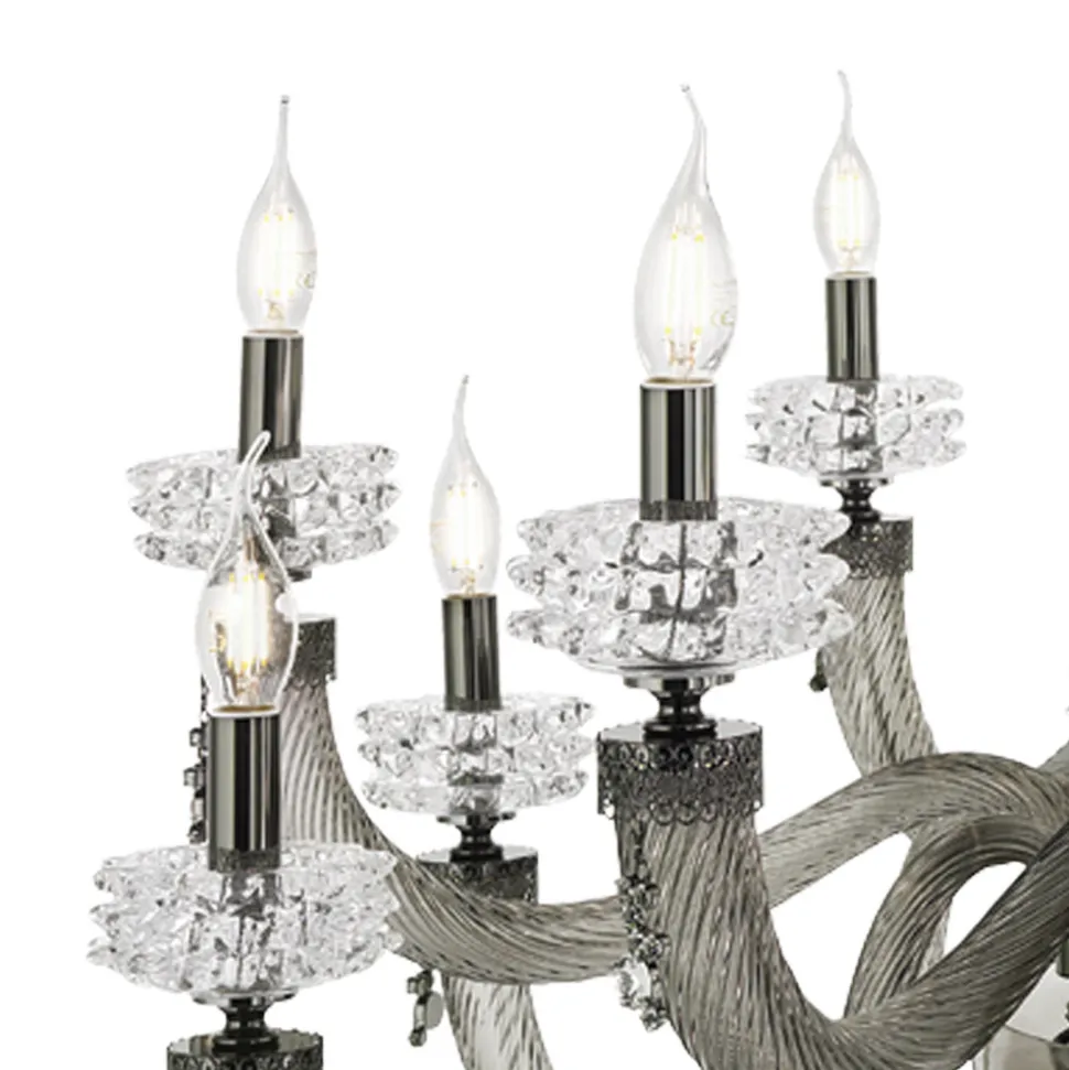 Lampadario Classico 8 Luci in Vetro Artigianale di Lusso Italiano - Saline