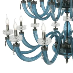 Lampadario Classico 18 Luci in Vetro Artigianale di Lusso Italiano - Saline