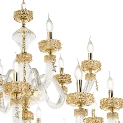 Lampadario Classico 18 Luci in Vetro Artigianale di Lusso Italiano - Saline