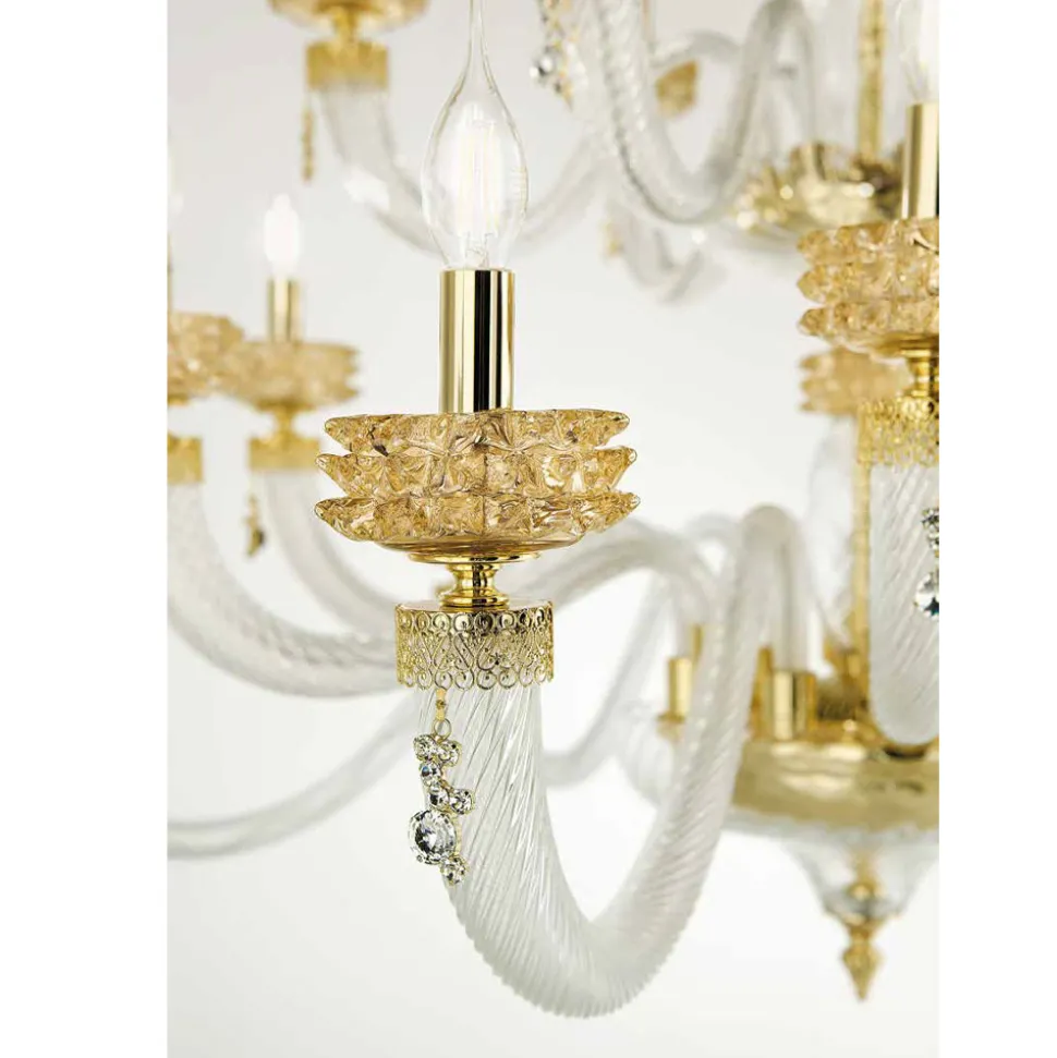 Lampadario Classico 30 Luci in Vetro Artigianale di Lusso Italiano - Saline