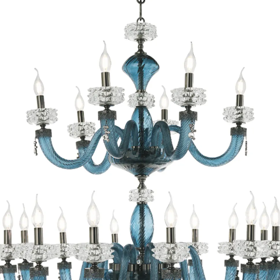 Lampadario Classico 30 Luci in Vetro Artigianale di Lusso Italiano - Saline