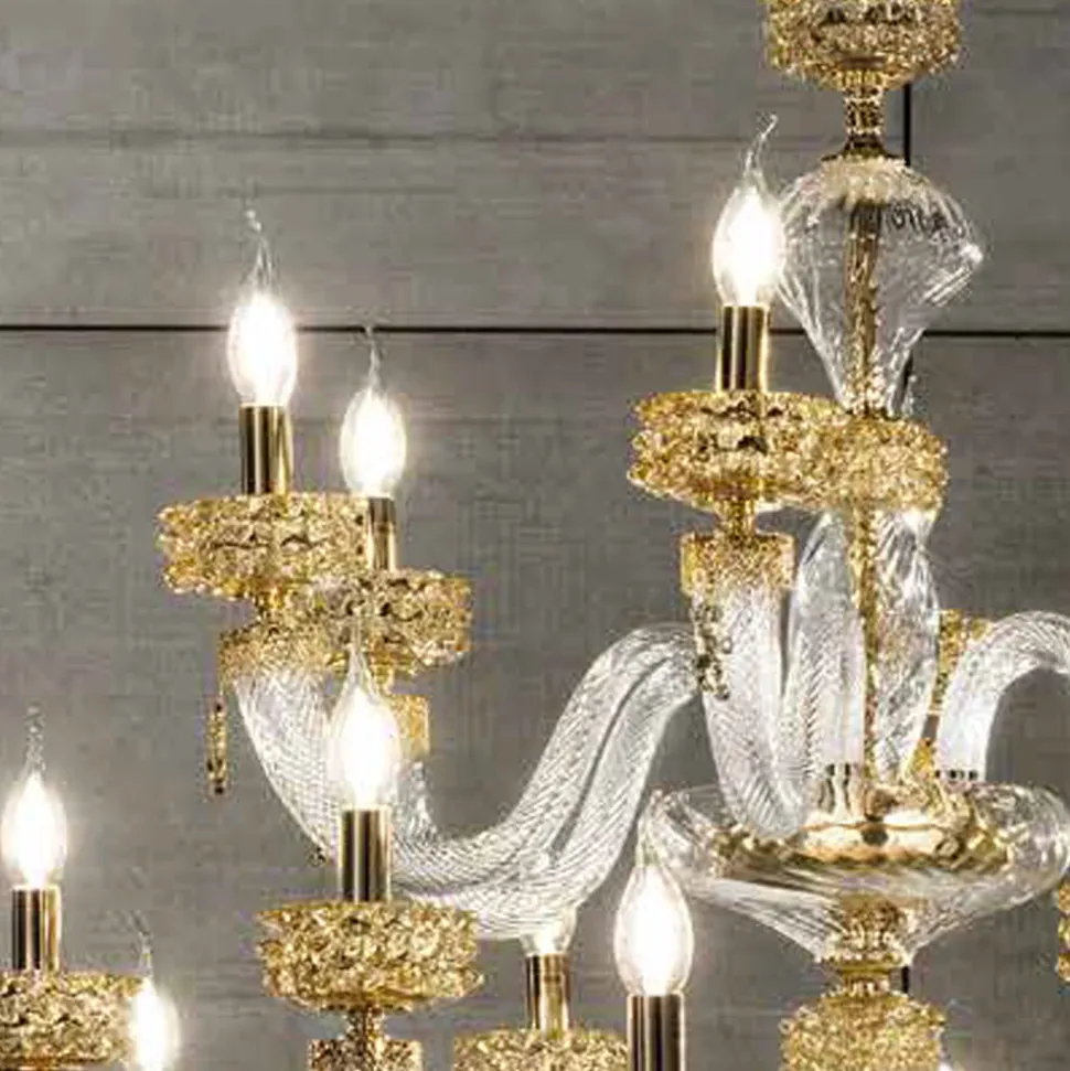 Lampadario Classico 30 Luci in Vetro Artigianale di Lusso Italiano - Saline
