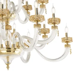 Lampadario Classico 30 Luci in Vetro Artigianale di Lusso Italiano - Saline