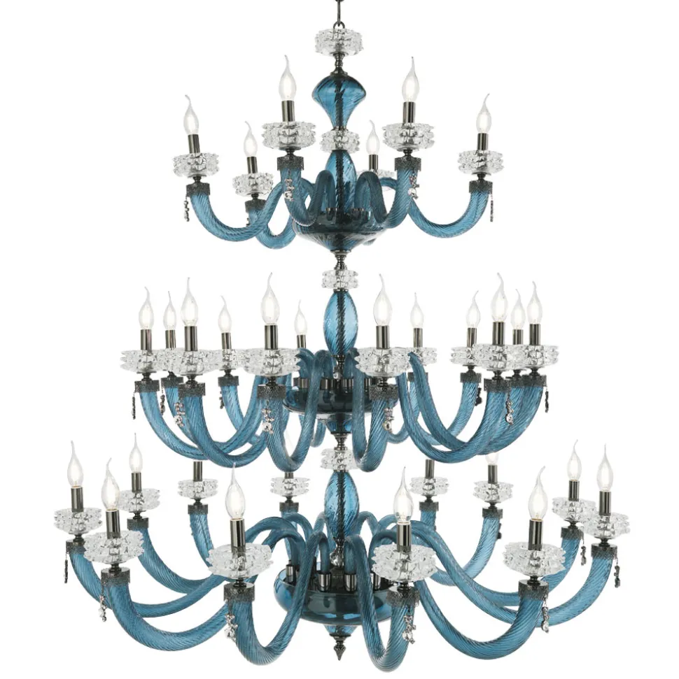 Lampadario Classico 30 Luci in Vetro Artigianale di Lusso Italiano - Saline