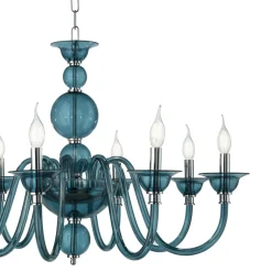 Lampadario Classico 8 Luci Vetro Fatto a Mano Italiano di Lusso - Memore