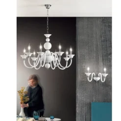 Lampadario Classico 8 Luci Vetro Fatto a Mano Italiano di Lusso - Memore