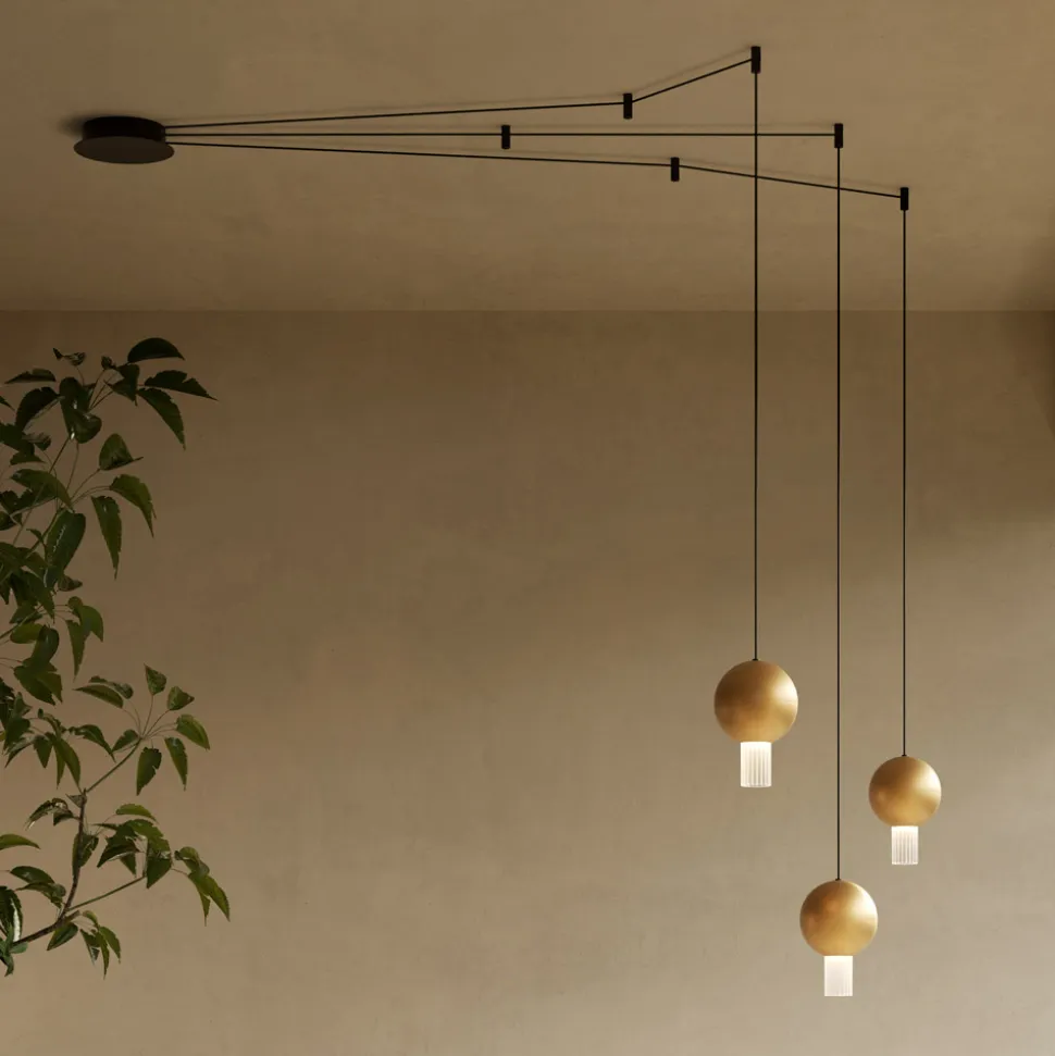 Lampadario con Cilindri in Vetro Canneté Made in Italy - Oris