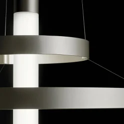Lampadario con Corpo Luminoso in Vetro e 6 Cerchi in Alluminio - Clara