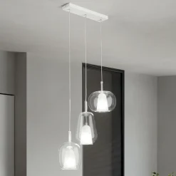 Lampadario con 3 Diffusori in Vetro Soffiato Trasparente Made in Italy - Trilly