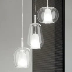 Lampadario con 3 Diffusori in Vetro Soffiato Trasparente Made in Italy - Trilly