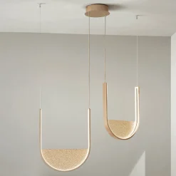 Lampadario con 2 LED con Inserto Amovibile in Vetro Granigliato - Catalpa