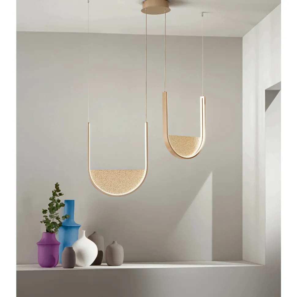 Lampadario con 2 LED con Inserto Amovibile in Vetro Granigliato - Catalpa