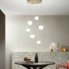 Lampadario con 6 LED Coperti da Vetro Opzionale e Base in Metallo - Faggio