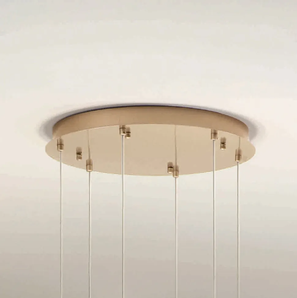 Lampadario con 6 LED Coperti da Vetro Opzionale e Base in Metallo - Faggio