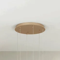 Lampadario con 6 LED e Base Rotonda in Metallo Verniciato Color Oro - Carpino