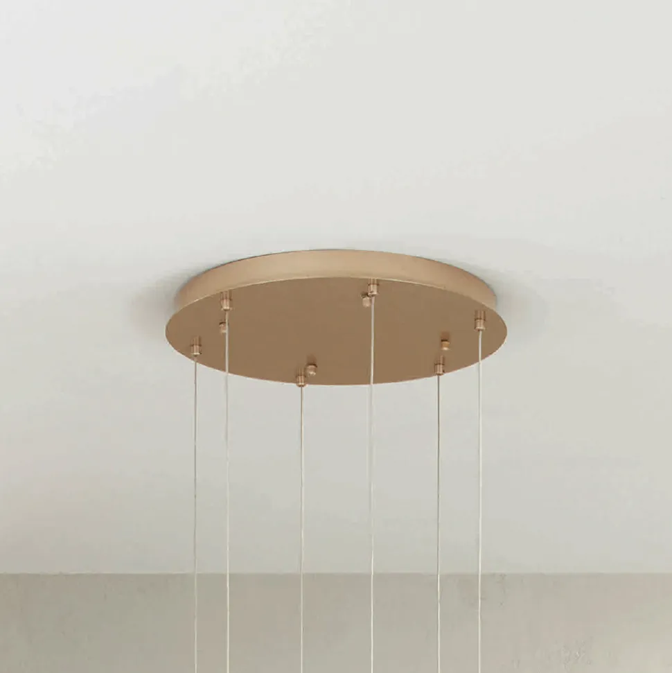 Lampadario con 6 LED e Base Rotonda in Metallo Verniciato Color Oro - Carpino