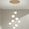 Lampadario con 8 LED in Metallo Verniciato Color Oro e Vetro Soffiato - Ailanto