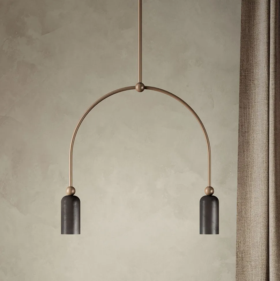Lampadario con 2 Luci in Diverse Finiture Made in Italy - Signora