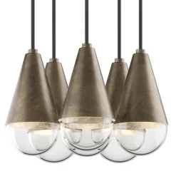 Lampadario con 6 Luci in Ferro e Vetro Made in Italy - Nuvoloso