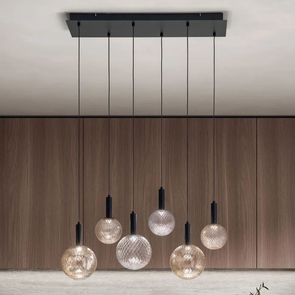Lampadario con 6 Luci in Vetro Soffiato con Decorazione Balloton - Fairy