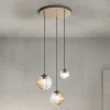 Lampadario con 3 Luci in Vetro Soffiato a Forma di Sfera Made in Italy - Prilla