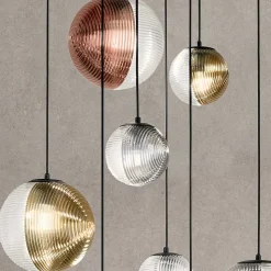 Lampadario con 8 Luci in Vetro Soffiato a Forma di Sfera Made in Italy - Prilla