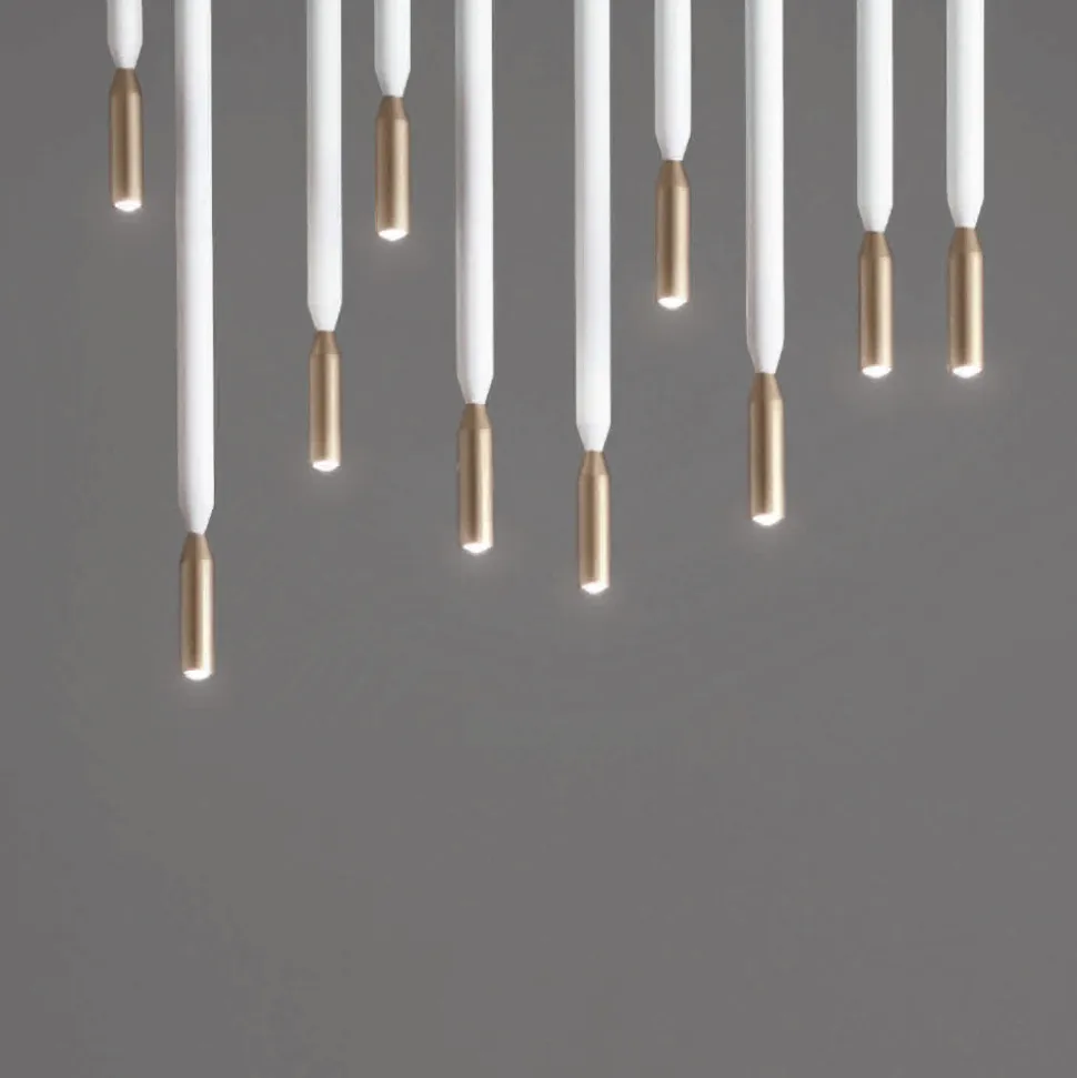 Lampadario con 10 Luci LED in Metallo Verniciato e Cavi Regolabili - Larice