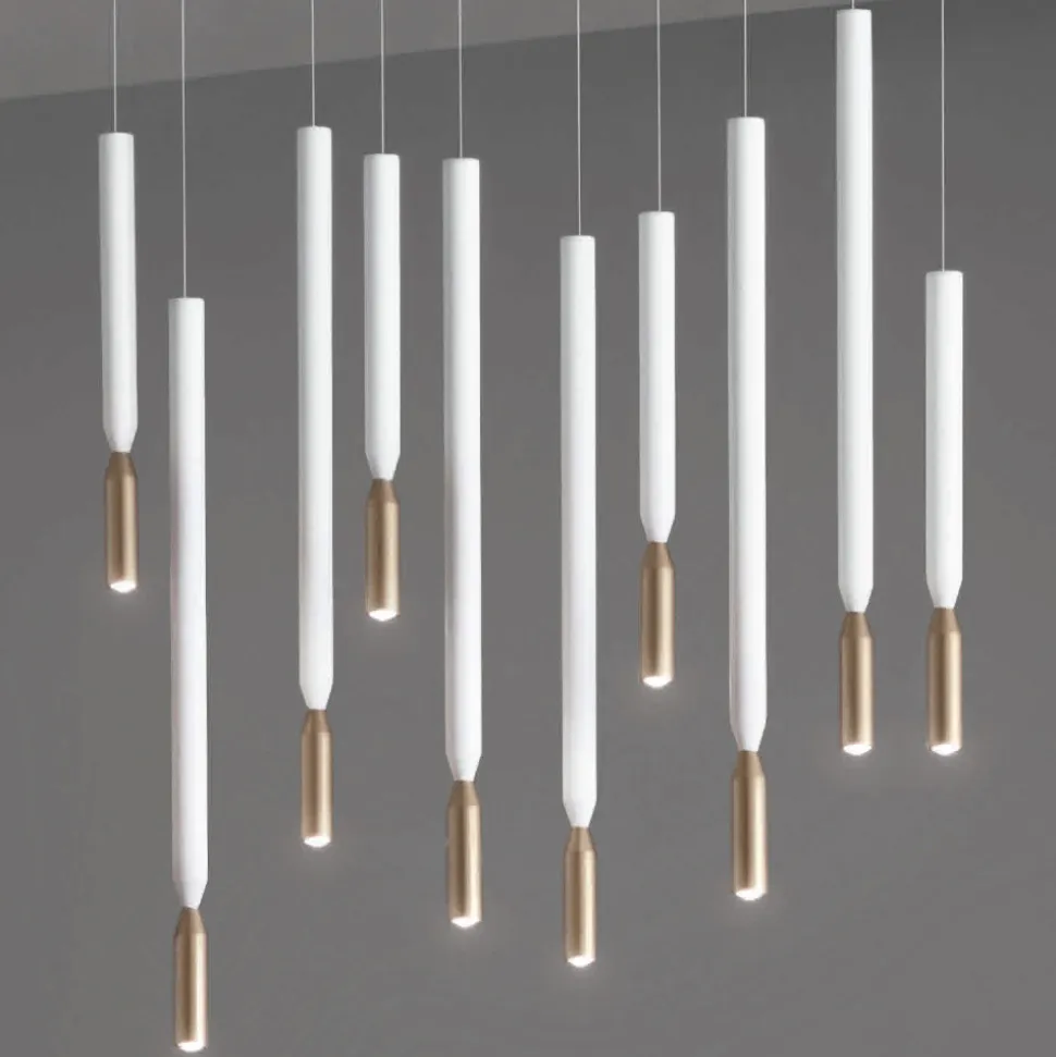 Lampadario con 10 Luci LED in Metallo Verniciato e Cavi Regolabili - Larice