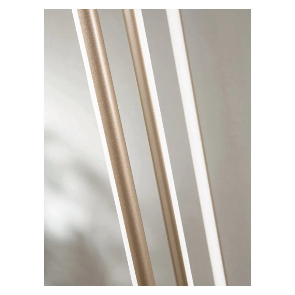 Lampadario con 8 Luci LED in Metallo Verniciato Oro e Cavetti Regolabili - Arancio