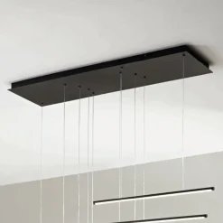 Lampadario con Luci LED Orizzontali in Metallo e Cavetti Regolabili - Arancio