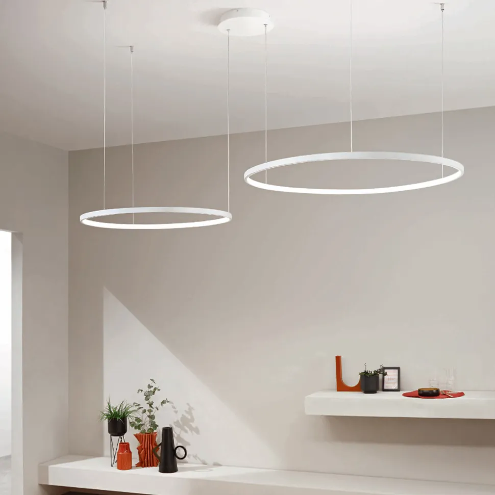 Lampadario con 2 o 3 Luci LED Rotonde Orizzontali in Metallo Verniciato - Gelso