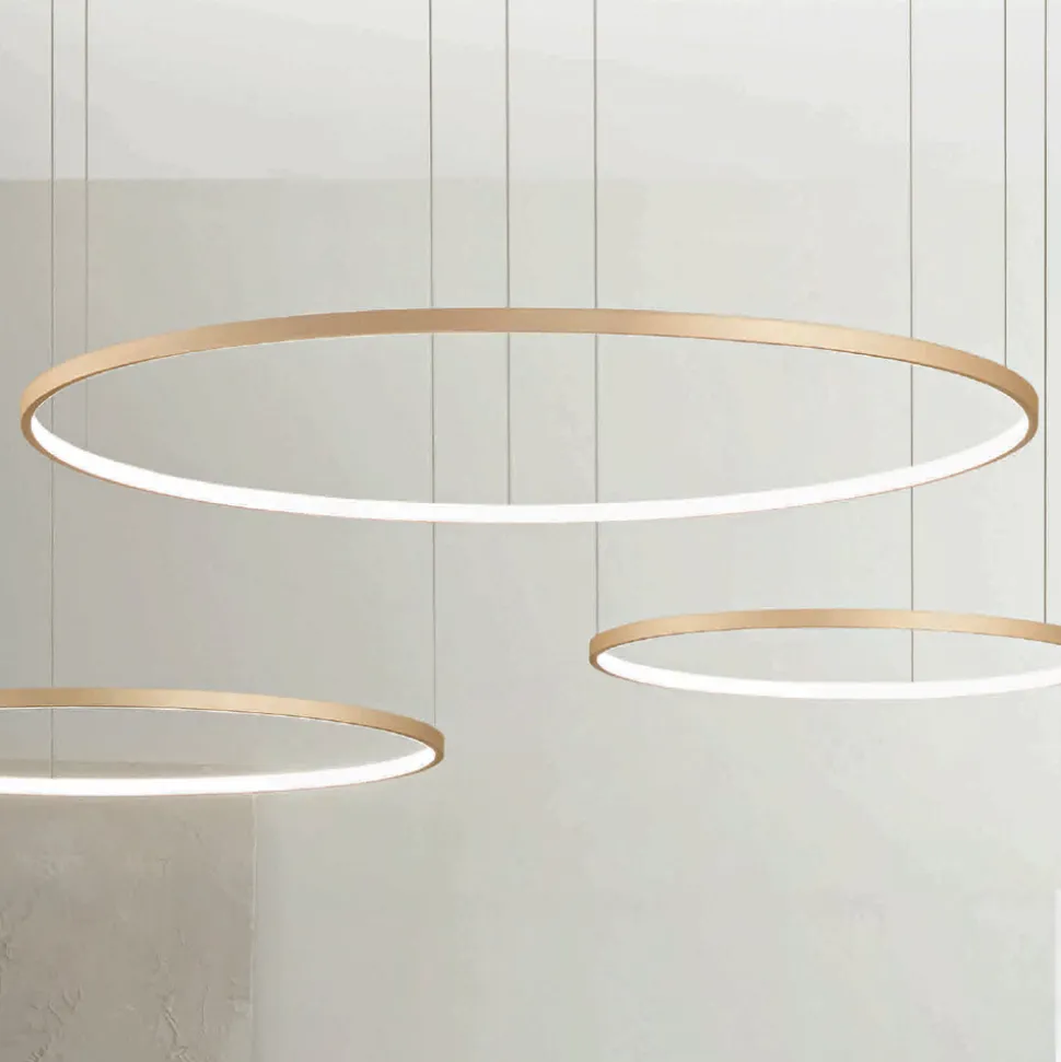 Lampadario con 2 o 3 Luci LED Rotonde Orizzontali in Metallo Verniciato - Gelso