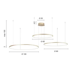 Lampadario con 2 o 3 Luci LED Rotonde Orizzontali in Metallo Verniciato - Gelso