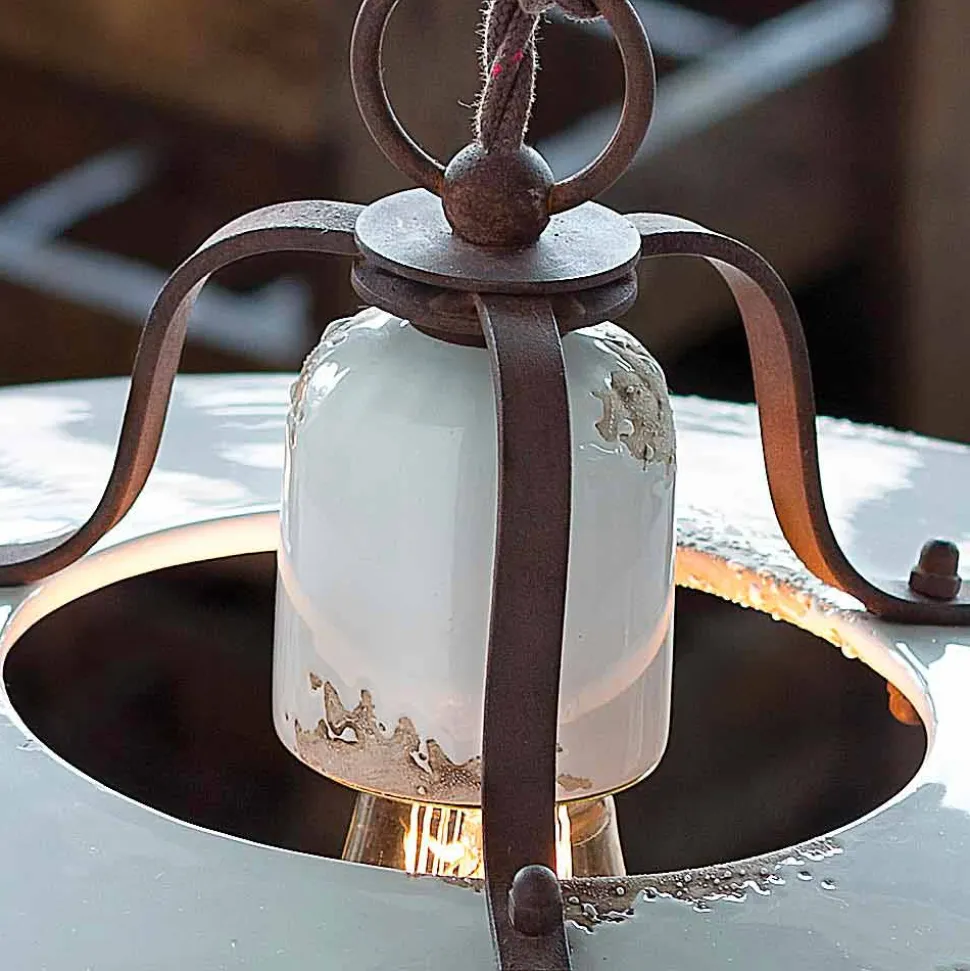 Lampadario country in ceramica e metallo Monica Ferroluce