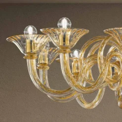Lampadario da 12 Luci Fatto a Mano in Vetro Veneziano Made in Italy - Margherita