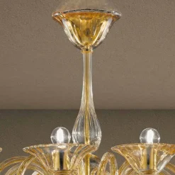 Lampadario da 12 Luci Fatto a Mano in Vetro Veneziano Made in Italy - Margherita