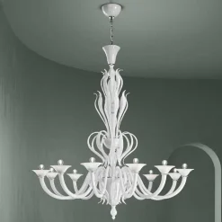 Lampadario da 12 Luci in Vetro di Venezia Realizzato a Mano in Italia - Agustina